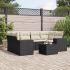 Set canapele de grădină cu perne, 7 piese, negru, poliratan GartenMobel Dekor