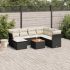 Set mobilier de grădină cu perne, 8 piese, negru, poliratan GartenMobel Dekor