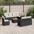 Set mobilier de grădină cu perne, 9 piese, negru, poliratan GartenMobel Dekor