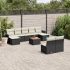 Set canapele de grădină cu perne, 10 piese, negru, poliratan GartenMobel Dekor