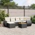 Set canapele de grădină cu perne, 7 piese, negru, poliratan GartenMobel Dekor