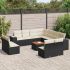 Set canapele de grădină, 12 piese, cu perne, negru, poliratan GartenMobel Dekor