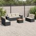 Set mobilier de grădină cu perne, 8 piese, negru, poliratan GartenMobel Dekor