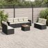 Set mobilier de grădină cu perne, 9 piese, negru, poliratan GartenMobel Dekor