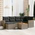 Set canapele de grădină cu perne, 7 piese, negru, poliratan GartenMobel Dekor