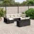 Set canapele de grădină cu perne, 10 piese, negru, poliratan GartenMobel Dekor