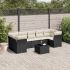 Set mobilier de grădină cu perne, 8 piese, negru, poliratan GartenMobel Dekor