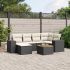 Set canapele de grădină cu perne, 7 piese, negru, poliratan GartenMobel Dekor