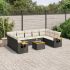 Set canapele de grădină cu perne, 10 piese, negru, poliratan GartenMobel Dekor