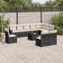 Set canapele de grădină cu perne, 11 piese, negru, poliratan GartenMobel Dekor