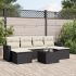 Set canapele de grădină cu perne, 7 piese, negru, poliratan GartenMobel Dekor