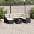 Set mobilier de grădină cu perne, 8 piese, negru, poliratan GartenMobel Dekor