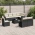 Set mobilier de grădină cu perne, 9 piese, negru, poliratan GartenMobel Dekor