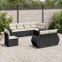 Set mobilier de grădină cu perne, 8 piese, negru, poliratan GartenMobel Dekor