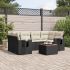 Set canapele de grădină cu perne, 7 piese, negru, poliratan GartenMobel Dekor
