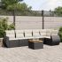 Set canapele de grădină cu perne, 7 piese, negru, poliratan GartenMobel Dekor
