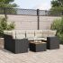 Set canapele de grădină cu perne, 7 piese, negru, poliratan GartenMobel Dekor