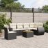 Set canapele de grădină cu perne, 7 piese, negru, poliratan GartenMobel Dekor