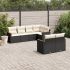 Set canapele de grădină cu perne, 7 piese, negru, poliratan GartenMobel Dekor
