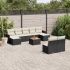 Set canapele de grădină cu perne, 10 piese, negru, poliratan GartenMobel Dekor