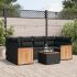Set canapele de grădină cu perne, 7 piese, negru, poliratan GartenMobel Dekor