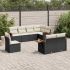 Set mobilier de grădină cu perne, 8 piese, negru, poliratan GartenMobel Dekor