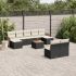 Set canapele de grădină cu perne, 10 piese, negru, poliratan GartenMobel Dekor