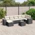 Set mobilier de grădină cu perne, 8 piese, negru, poliratan GartenMobel Dekor