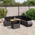 Set canapele de grădină cu perne, 7 piese, negru, poliratan GartenMobel Dekor