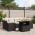 Set canapele de grădină cu perne, 7 piese, negru, poliratan GartenMobel Dekor