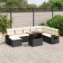 Set mobilier de grădină cu perne, 9 piese, negru, poliratan GartenMobel Dekor