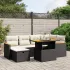 Set canapele de grădină cu perne, 7 piese, negru, poliratan GartenMobel Dekor