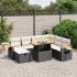 Set mobilier de grădină cu perne, 8 piese, negru, poliratan GartenMobel Dekor
