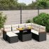 Set mobilier de grădină cu perne, 8 piese, negru, poliratan GartenMobel Dekor