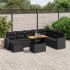 Set mobilier de grădină cu perne, 9 piese, negru, poliratan GartenMobel Dekor