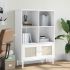 Bibliotecă SENJA, aspect ratan alb, 90x35x130 cm lemn masiv pin GartenMobel Dekor
