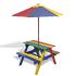 Masă de picnic pentru copii cu bănci &amp; umbrelă, lemn multicolor  GartenMobel Dekor