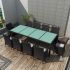 Set mobilier de exterior cu perne, 9 piese, negru, poliratan GartenMobel Dekor