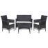 Set mobilier de grădină cu perne, 4 piese, negru, poliratan GartenMobel Dekor
