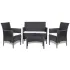 Set mobilier de grădină cu perne, 4 piese, negru, poliratan GartenMobel Dekor
