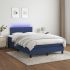 Pat cu arcuri, saltea și LED, albastru, 160x200 cm, textil GartenMobel Dekor