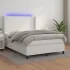 Pat cu arcuri, saltea și LED, alb, 160x200 cm, piele ecologică GartenMobel Dekor