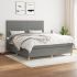 Pat box spring cu saltea, gri închis, 90x200 cm, textil GartenMobel Dekor