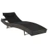 Șezlong de plajă cu pernă, negru, poliratan      GartenMobel Dekor