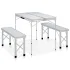 Masă de camping pliabilă cu 2 bănci, alb, aluminiu GartenMobel Dekor