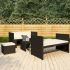 Set mobilier de grădină cu perne, 5 piese, negru, poliratan GartenMobel Dekor