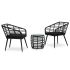 Set mobilier de bistro, 3 piese, negru, poliratan GartenMobel Dekor