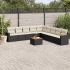 Set canapele de grădină cu perne, 10 piese, negru, poliratan GartenMobel Dekor