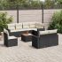 Set mobilier de grădină cu perne, 9 piese, negru, poliratan GartenMobel Dekor