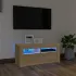 Comodă TV cu lumini LED, alb, 90x35x40 cm GartenMobel Dekor